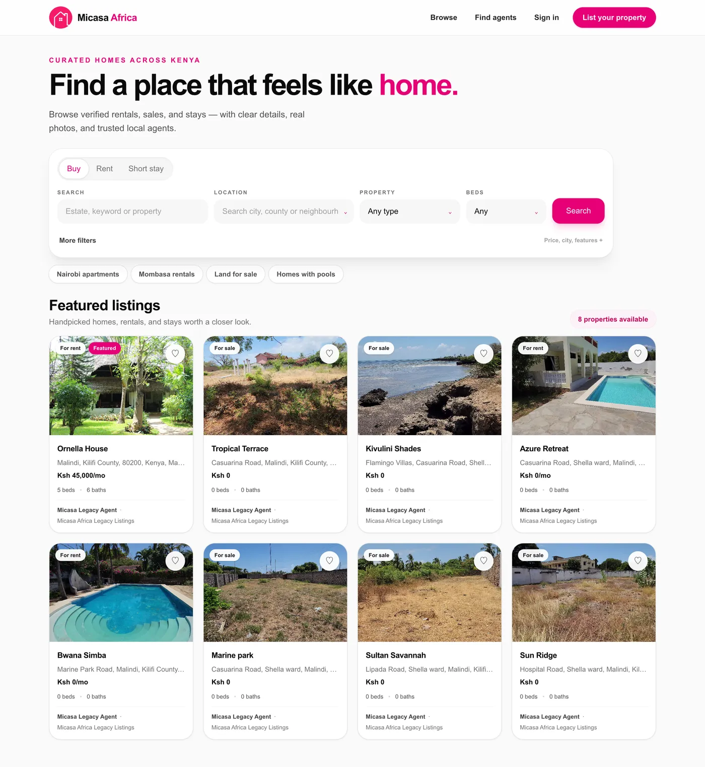 Micasa Africa — full home page